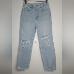 Good American Light Blue Cropped Distressed Jeans